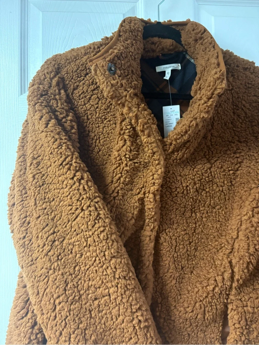 Maurices Plush Teddy Coat in Rust